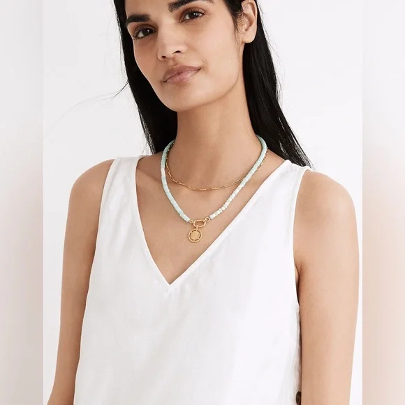 Madewell Linen & Cotton Side Button Midi Dress In Lighthouse White SIZE XS - Picture 3 of 14